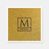 Gold Textur Neapel mit Initial & Name Serviette (Vorderseite)