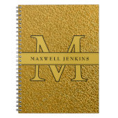 Gold Textur Notebook mit Monogramm und Name Notizblock (Vorderseite)