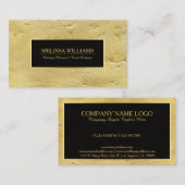 Gold Textur Print Black Akzente Visitenkarte (Vorne/Hinten)
