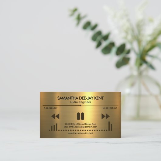 Gold Texture Audio Display Sound Engineer Deejay Visitenkarte (Stehend Vorderseite)