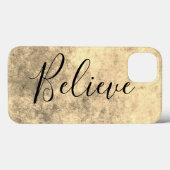 Gold Texture Believe Case-Mate iPhone Hülle (Rückseite (Horizontal))