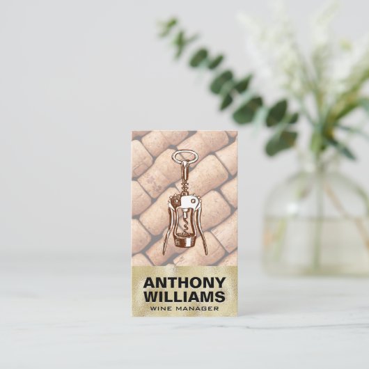 Gold Texture Wine Opener | Korken Visitenkarte (Stehend Vorderseite)
