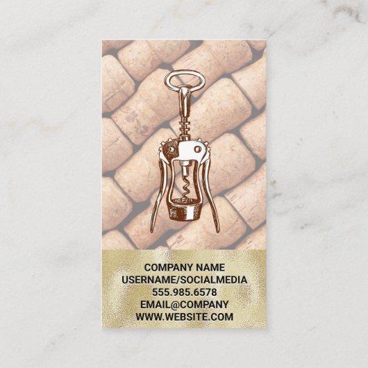 Gold Texture Wine Opener | Korken Visitenkarte (Rückseite)