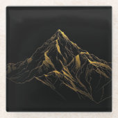 Gold textured abstract mountain lineart glasuntersetzer (Vorderseite)