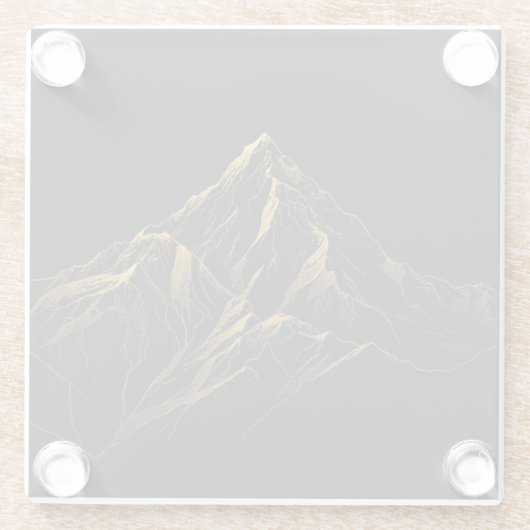 Gold textured abstract mountain lineart glasuntersetzer (Rückseite)