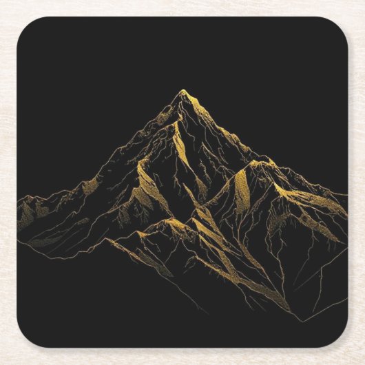 Gold textured abstract mountain lineart rechteckiger pappuntersetzer (Vorderseite)