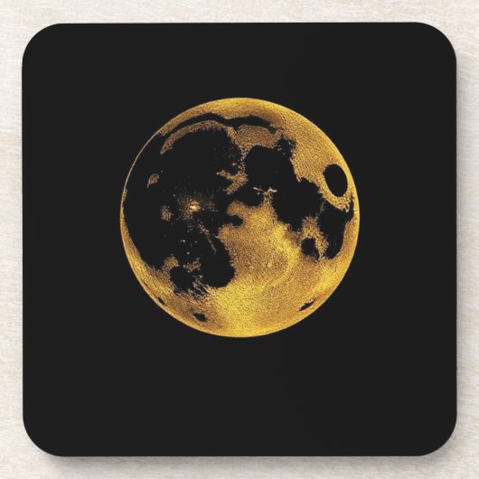Gold textured moon on dark black getränkeuntersetzer (Vorderseite)