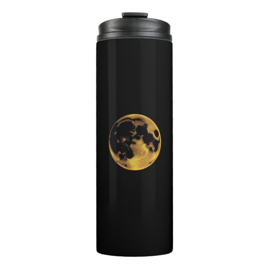 Gold textured moon on dark black thermosbecher (Vorderseite)