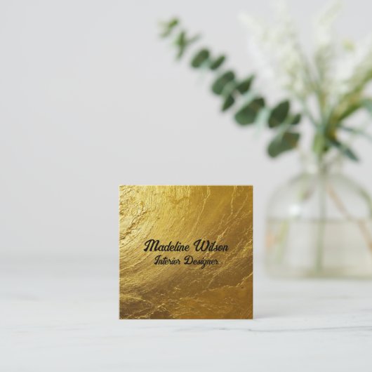 Gold Textured Quadratische Visitenkarte (Stehend Vorderseite)