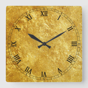 Gold Textured Quadratische Wanduhr