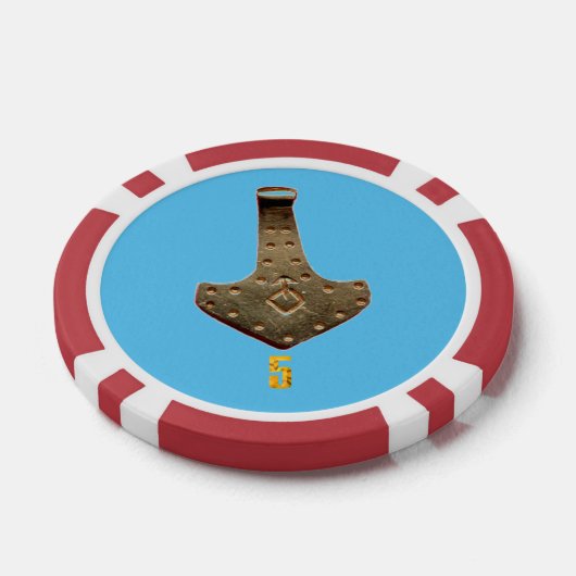 Gold Thammer Blau 5 Streifen Poker Chip (Einzeln)