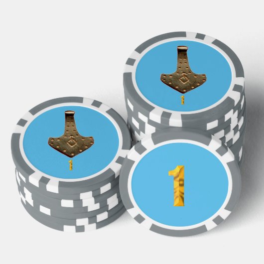 Gold Thammer Blue Graue 1 gestreifter Poker Chip (Stapel)