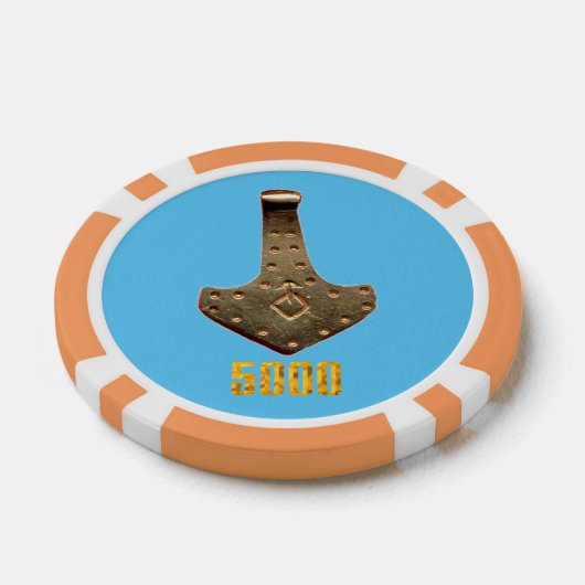 Gold Thammer Blue Orange 5 K Streifen Poker Chip (Einzeln)