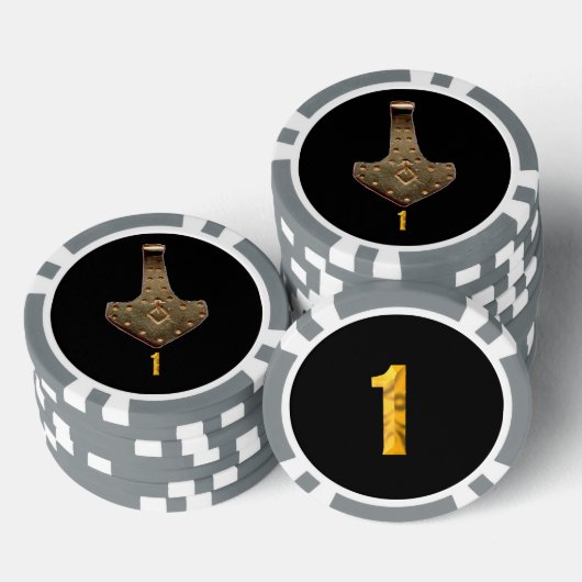 Gold Thammer Schwarz Grau 1 gestreifter Poker Chip (Stapel)