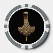 Gold Thammer Schwarz Grau 1 gestreifter Poker Chip (Vorderseite)