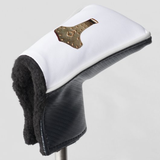 Gold Thammer White Golf Club Putter Abdeckung Headcover (3/4 Vorderseite)
