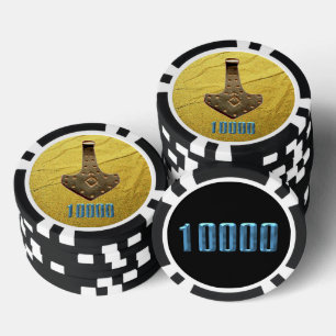 Gold Thor Hammer Black Blkb 10K gestreifter Poker Pokerchips