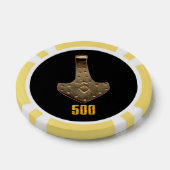 Gold Thor Hammer Black Yellw 500 Stripe Poker Chip (Einzeln)