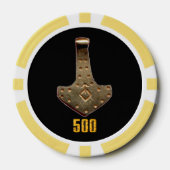 Gold Thor Hammer Black Yellw 500 Stripe Poker Chip (Vorderseite)