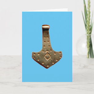 Gold Thor Hammer blaue Grußkarte Karte