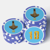 Gold Thor Hammer blauer 10 gestreifter Poker Chip (Stapel)