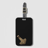 Gold Thor Hammer gekippt schwarzes Gepäck Anhänger (Vorderseite Vertikal)