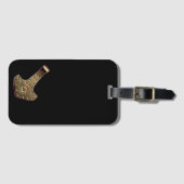 Gold Thor Hammer gekippt schwarzes Gepäck Anhänger (Vorderseite (Horizontal))
