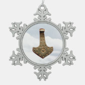 Gold Thor Hammer pewter snowflake ornament (Vorderseite)
