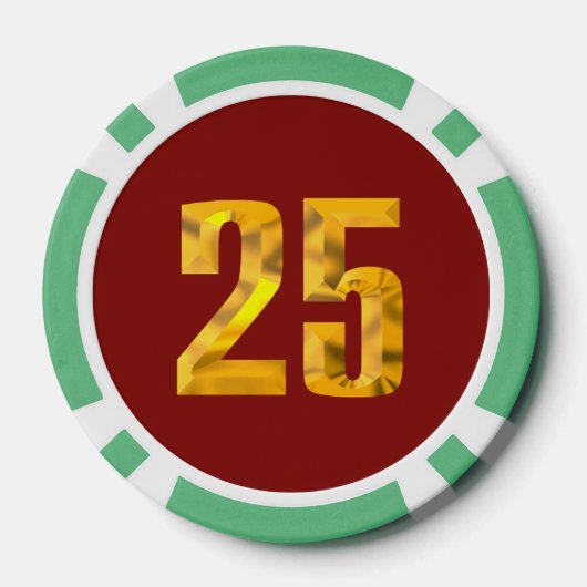 Gold Thor Hammer Red Green 25 gestreifter Poker Ch Pokerchips (Rückseite)