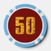 Gold Thor Hammer Red lt blue 50 gestreifter Poker  Pokerchips (Rückseite)