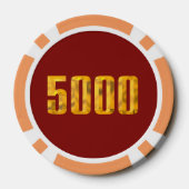 Gold Thor Hammer Red Orange 5000 Stripe Poker Chip (Rückseite)