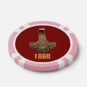 Gold Thor Hammer Rosa 1000 gestreifter Poker Chip (Einzeln)