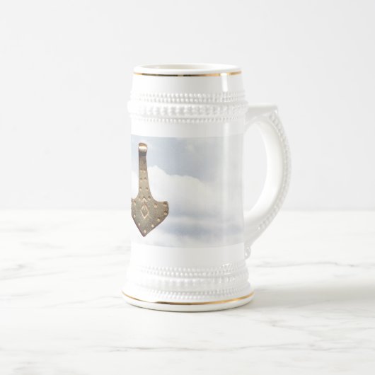 Gold Thor Hammer stein Bierglas (VorderseiteRechts)