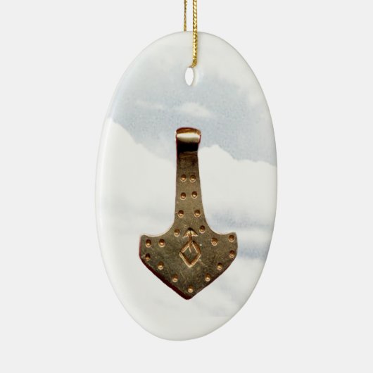 Gold Thor Hammer Talisman-Ornament Keramik Ornament (Rechts)