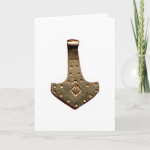 Gold Thor Hammer weiße Grußkarte Karte