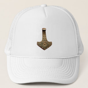 Gold Thor Hammer weißer Hut Truckerkappe
