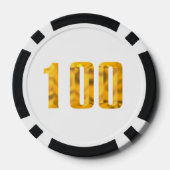 Gold Thor Hammer Weißer Poker 100 gestreifter Chip (Rückseite)