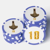 Gold Thor Hammer White Blue 10 gestreifter Poker C Pokerchips (Stapel)