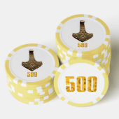 Gold Thor Hammer White Yellw 500 Stripe Poker Chip (Stapel)