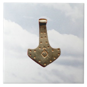 Gold Thor Hammer Wolken große Fliesen