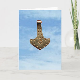 Gold Thor Hammer Wolken Grußkarte Karte