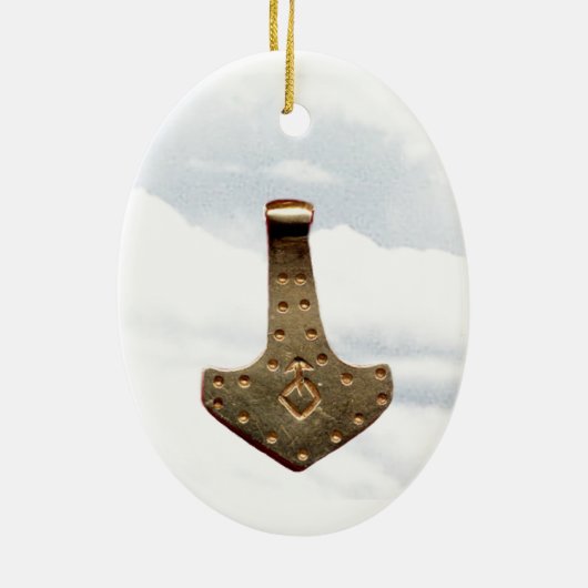 Gold Thor Hammer Wolken Ornament (Hinten)