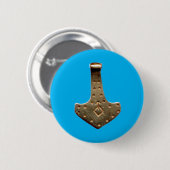 Gold Thor’s Hammer Blue Round Button (Vorne & Hinten)