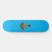 Gold Thor's Hammer Blue Skateboard (Horizontal)