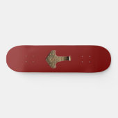 Gold Thors Hammer Red Skateboard (Horizontal)