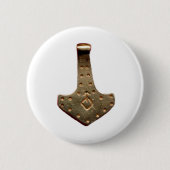 Gold Thor's Hammer White Round-Taste Button (Vorderseite)