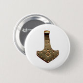 Gold Thor's Hammer White Round-Taste Button (Vorne & Hinten)