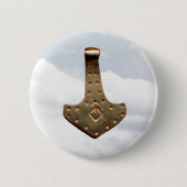 Gold Thor's Hammer Wolken Rundknopf Button (Vorderseite)