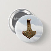 Gold Thor's Hammer Wolken Rundknopf Button (Vorne & Hinten)