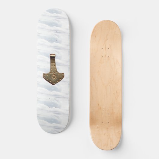 Gold Thor's Hammer Wolken Skateboard (Vorderseite)